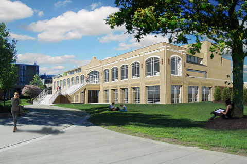 Rendering of Lavery Library exterior.