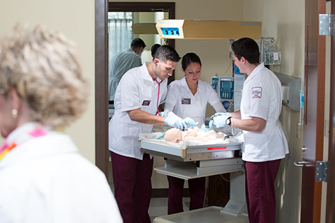 Fisher nursing students practice their skills in a simulated hospital setting.